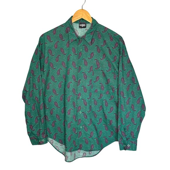 Kudos Other - Vintage 90s Kudos Green Paisley Button Up Shirt Men’s Medium Long Sleeve